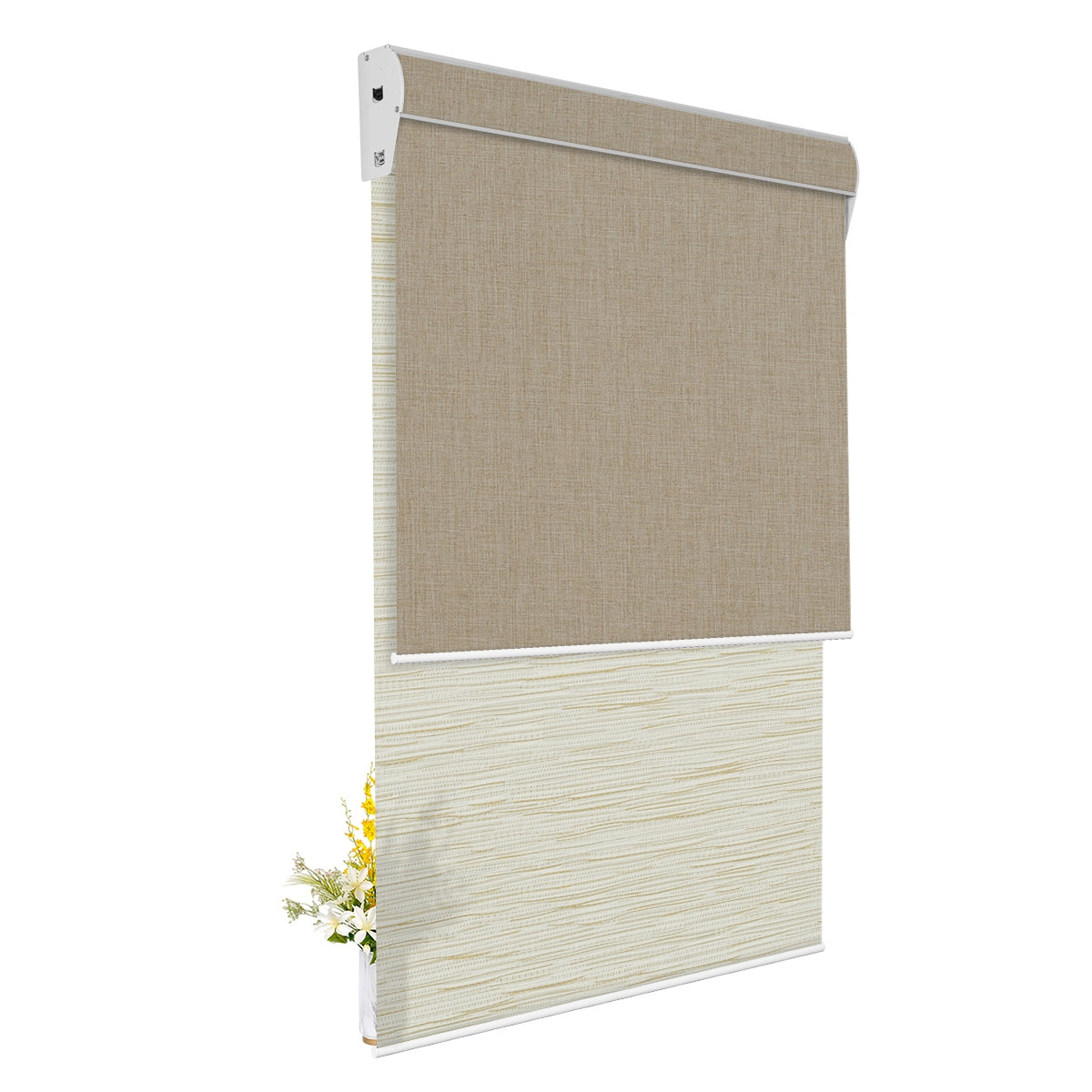 Light Filtering Jacquard Beige +Blackout Brown