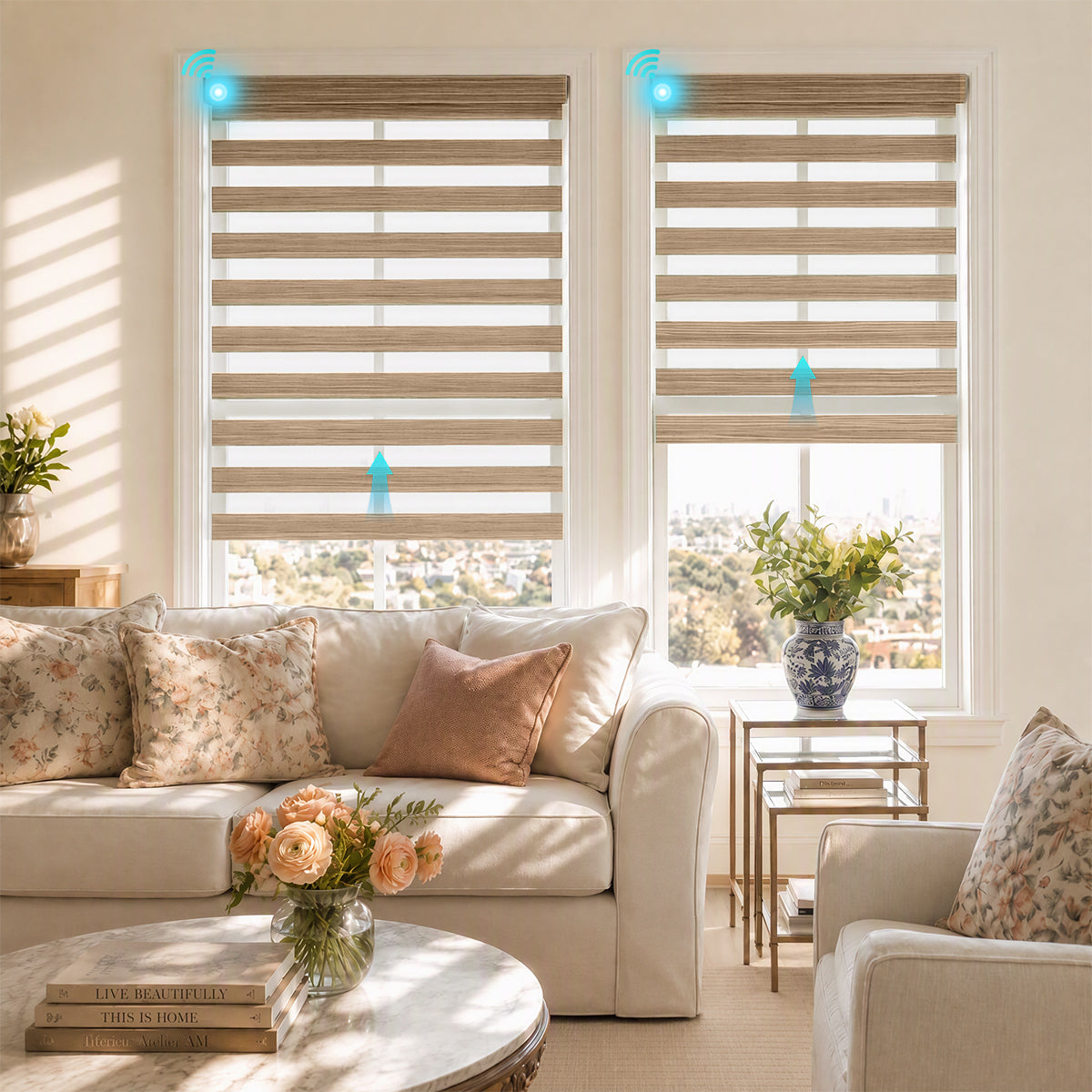 Berissa Custom Size Modern Day and Night Zebra Blinds