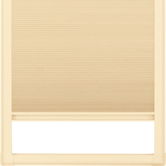 Berissa No Drill Honeycomb Blinds Perfect Fit Frame Sun Shades in a light beige color, showcasing its sleek design.