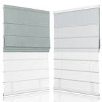 Beeissa Cordless Double Shades Blackout and Semi View White Day Night Roman Shades displayed in dual design.