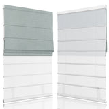 Beeissa Cordless Double Shades Blackout and Semi View White Day Night Roman Shades displayed in dual design.