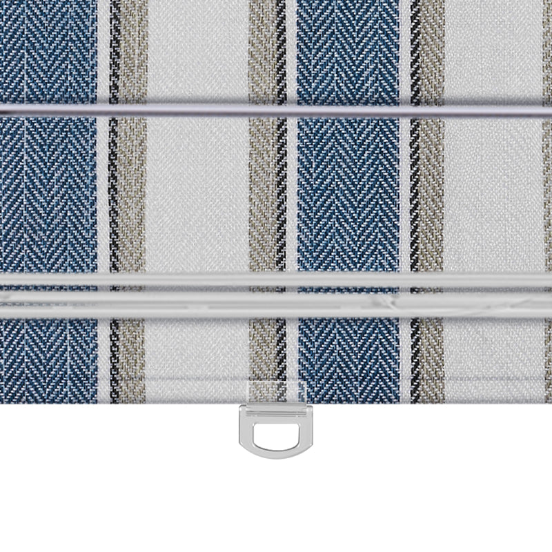 Berissa Square Series Extra Wide Roman Shade Cordless Child Safe with striped design in blue and beige.