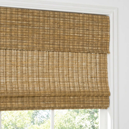 Berissa Natural Bamboo Ramie Woven No Drill No Tool Shades showcasing natural woven textures for a warm, calming atmosphere.