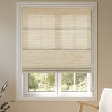 Berissa Corded Natural Warmth Subtle Stripes Beige Harmony Roman Blind covering a window in a light room.