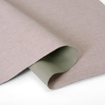 Berissa Simple Colors Uplifting Spaces Premium Linen Roman Shades fabric in soft pink and green tones.