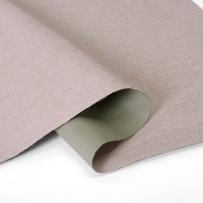 Berissa Simple Colors Uplifting Spaces Premium Linen Roman Shades fabric in soft pink and green tones.