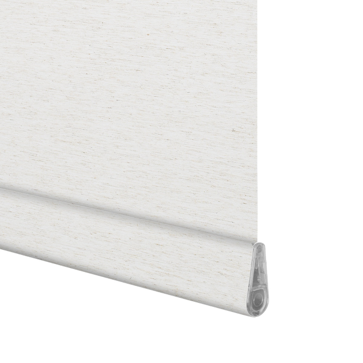 Berissa No Drill White & Warm Beige Wheat Texture Roller Blinds: Bottom Rail View