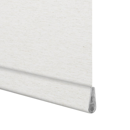 Berissa No Drill White & Warm Beige Wheat Texture Roller Blinds: Bottom Rail View