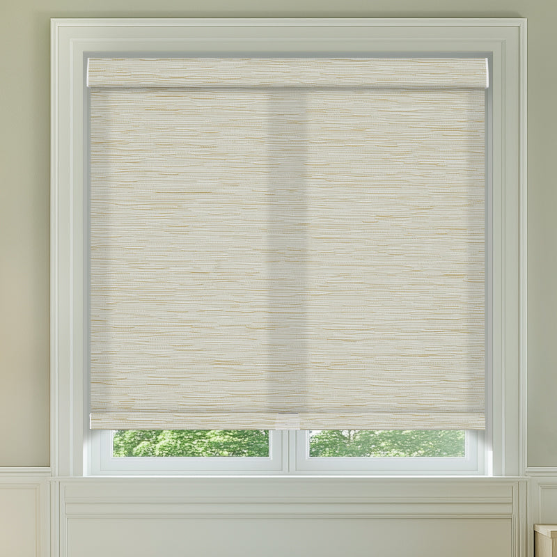 Berissa Full Wrap-around Cassette Valance Roller Shades in a modern window setting, enhancing interior decor.