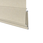 Berissa Custom Linen Vista Linen Classic No Drill Roman Shades showcasing refined linen-inspired fabric.