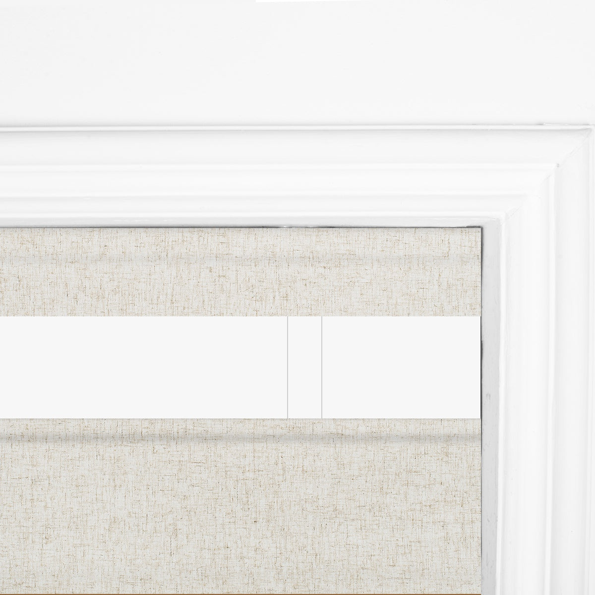Berissa Linen-Inspired Blackout Fabric With Refined Straw-Tone Striping Roman Shades: Headrail Detail 1