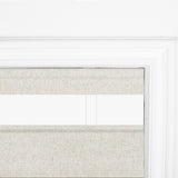 Berissa Linen-Inspired Blackout Fabric With Refined Straw-Tone Striping Roman Shades: Headrail Detail 1