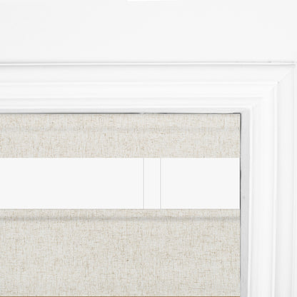 Berissa Linen-Inspired Blackout Fabric With Refined Straw-Tone Striping Roman Shades