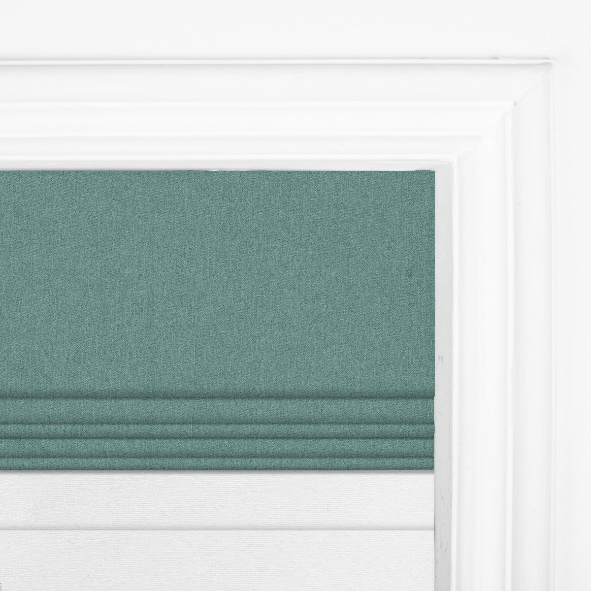 Berissa Vintage Blackout Green No Drill Double Shades Roman Shades: Headrail Detail 1