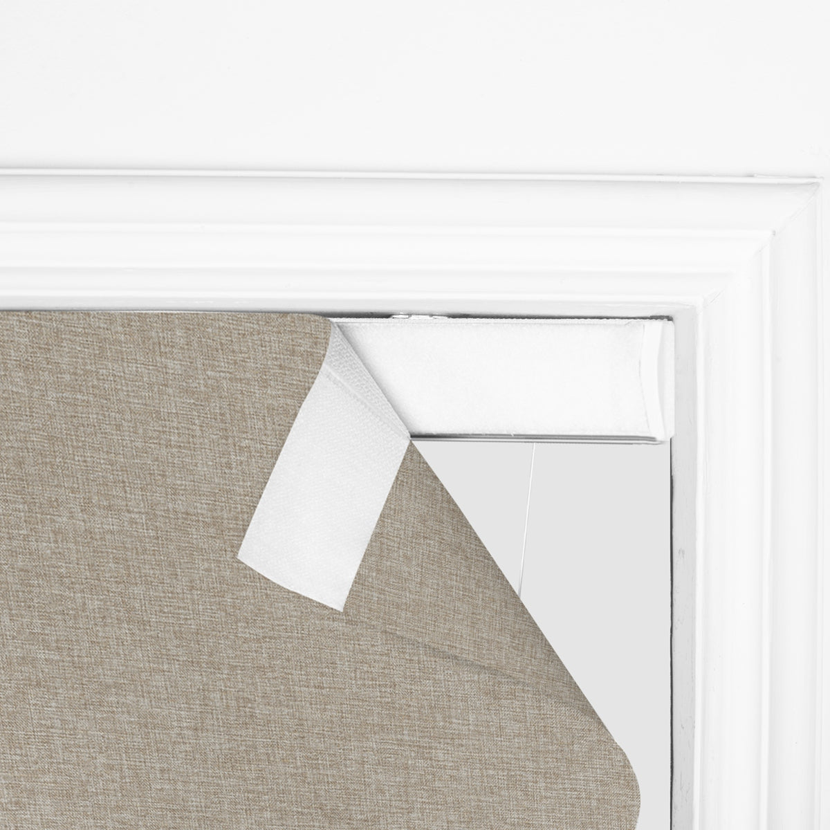 Berissa Classic Linen Glow Roman Shades Cordless Child Safe: Headrail Detail