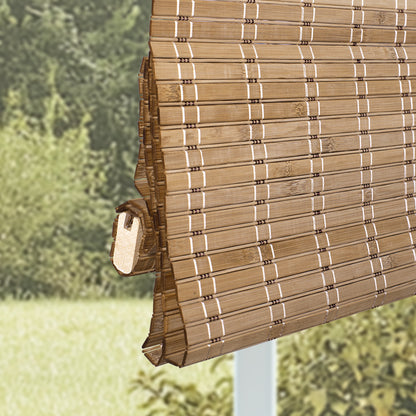 Berissa Cordless Warm Light Filtering Handcrafted Texture Bamboo Shades showcasing natural bamboo texture.