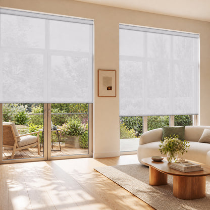 Berissa Custom Outdoor Cordless See-through Solar Fabric Roller Shade