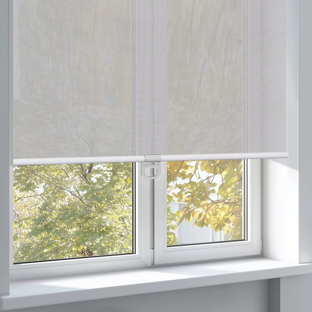 Berissa Privacy With Clear Outside View Sheer Fabric Spring Operated  Roller Blind
