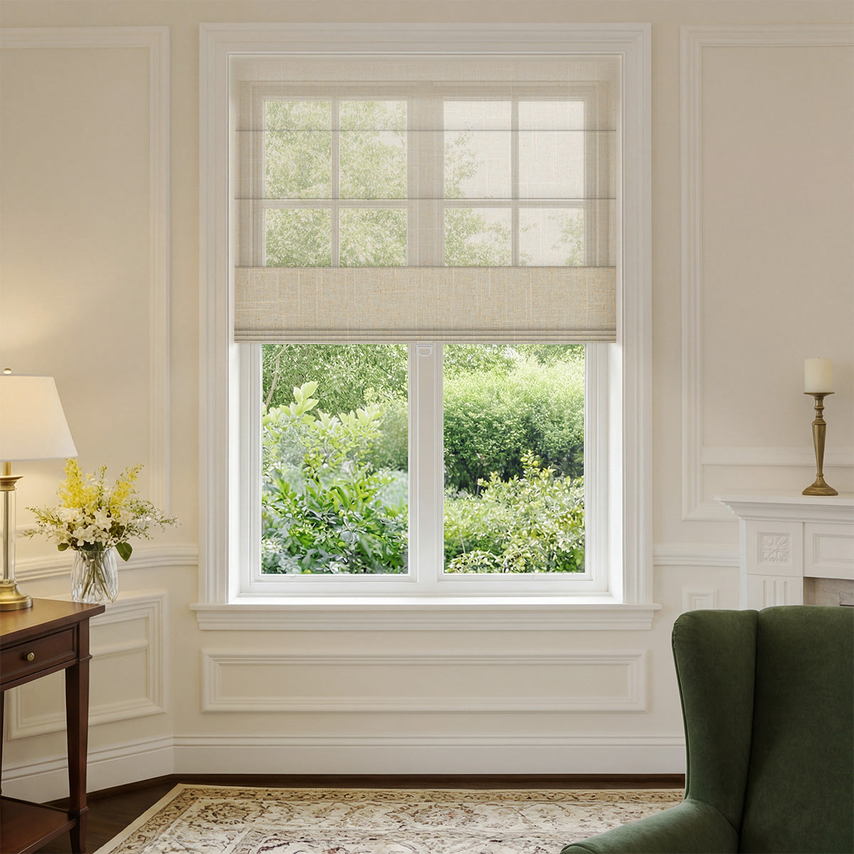 Berissa Custom Linen Vista Linen Classic No Drill Roman Shades