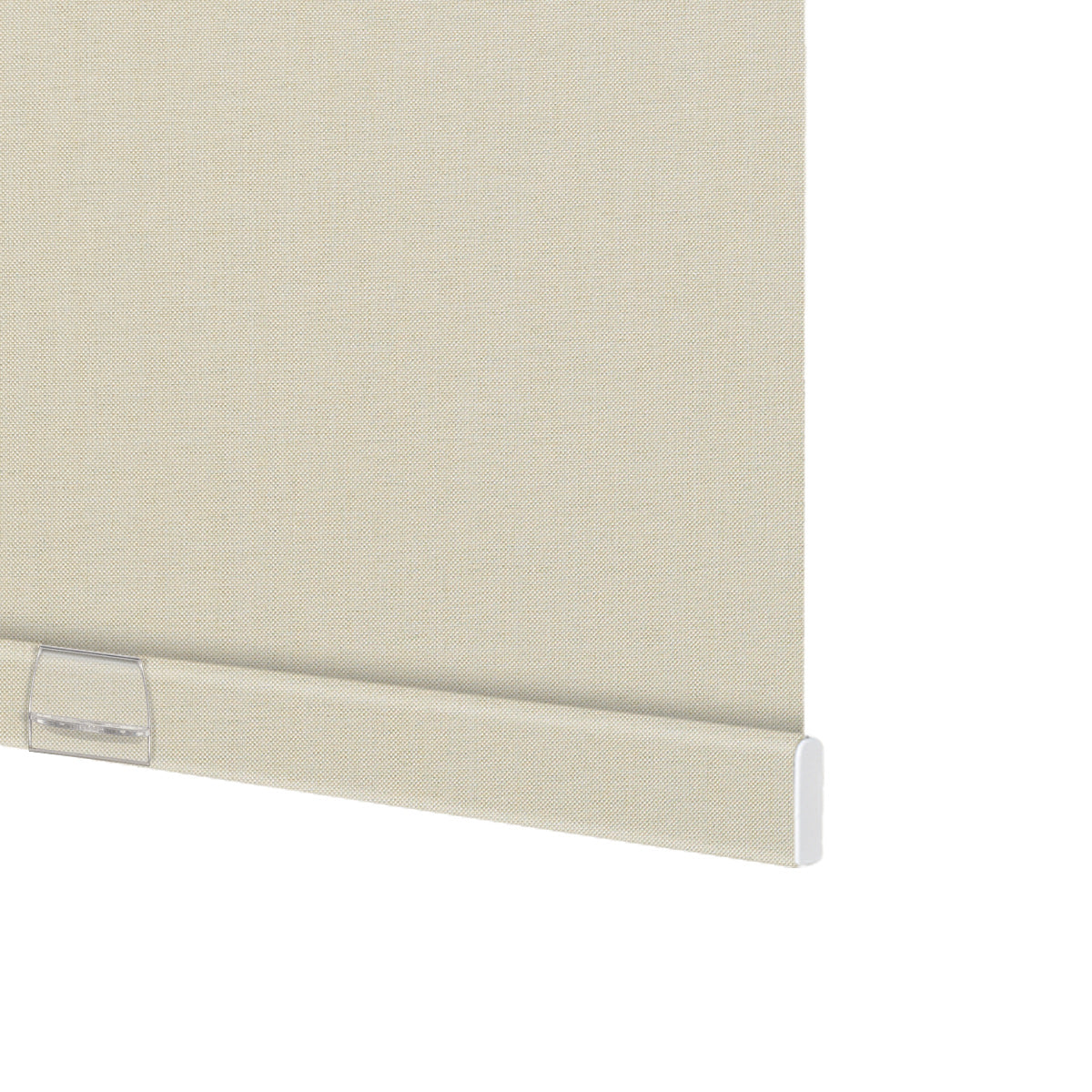 Close-up of Berissa Integrated Valance Linen Texture Roller Shades showcasing elegant fabric design.