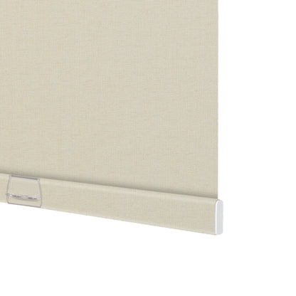 Close-up of Berissa Integrated Valance Linen Texture Roller Shades showcasing elegant fabric design.