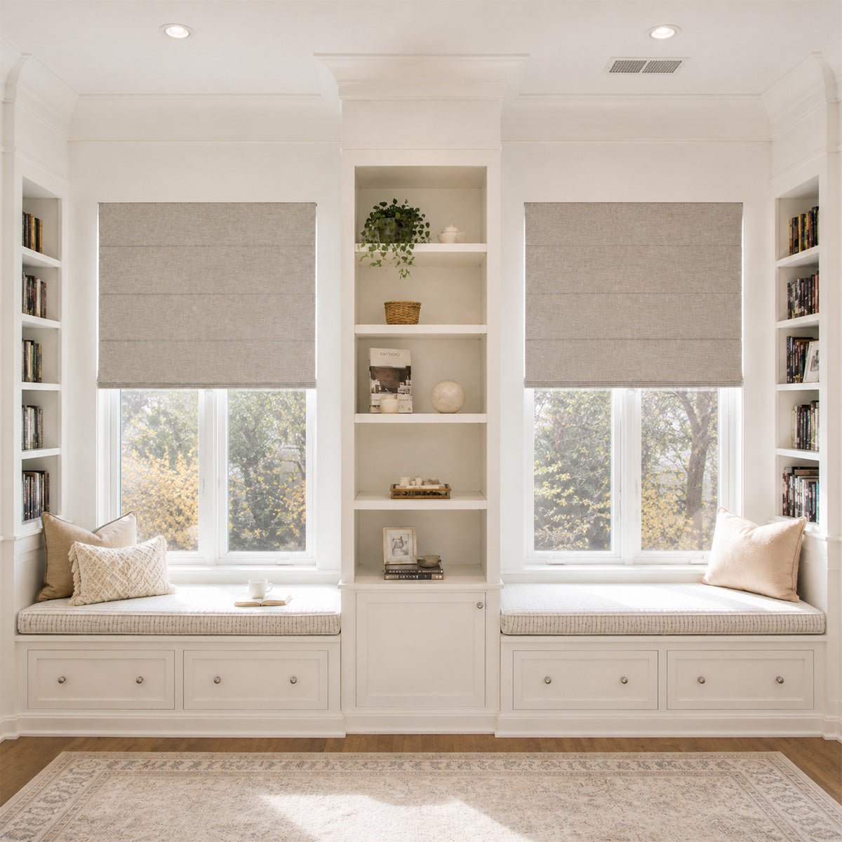 Berissa Custom No-Drill Soft Blackout Roman Shades