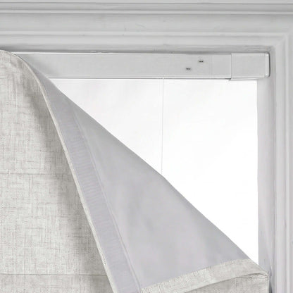 Berissa Charcoal Linen No Tool No Drill TDBU Roman Shades close-up view without installation hardware.