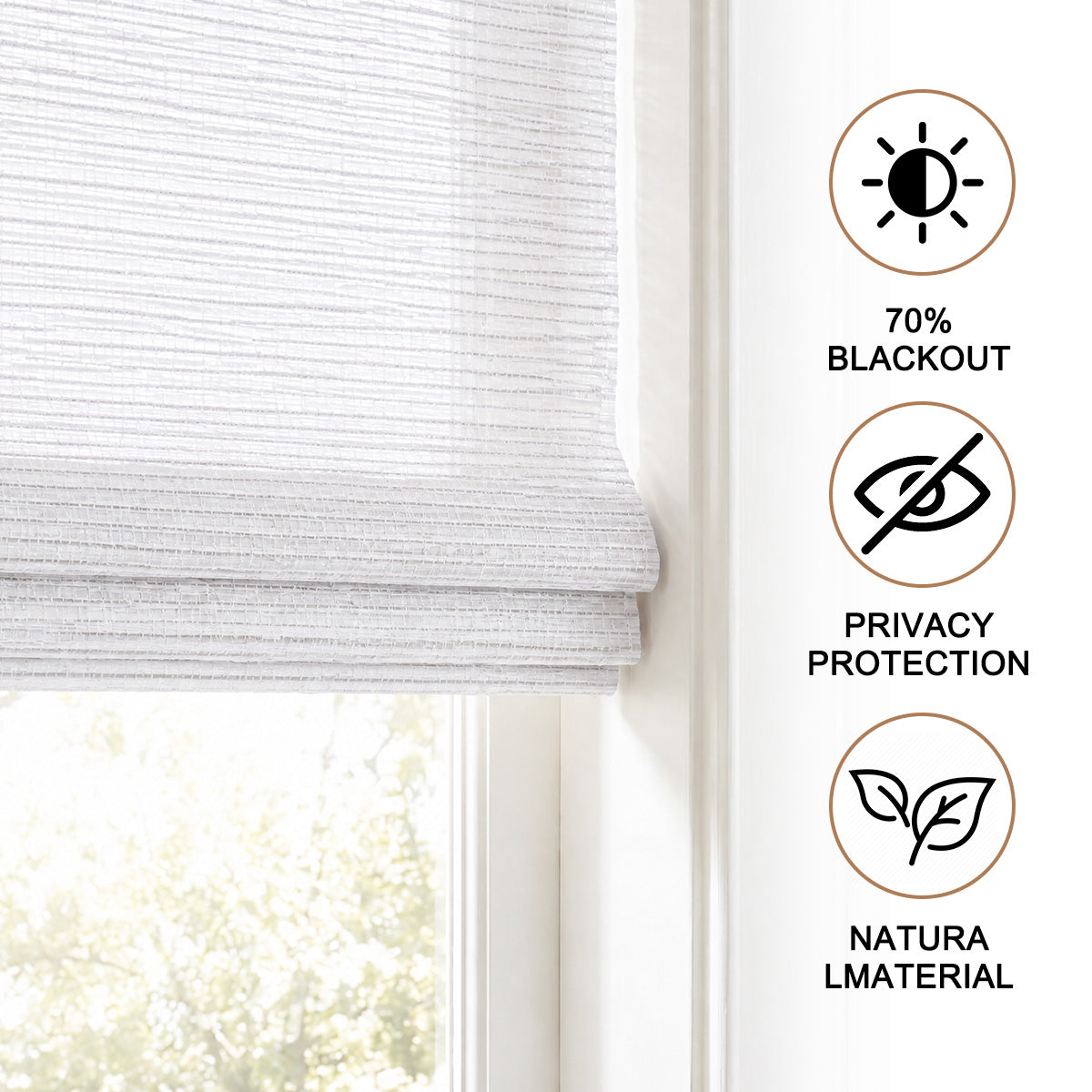 Berissa Cordless Woven Wood Shades Bamboo Roman Shades