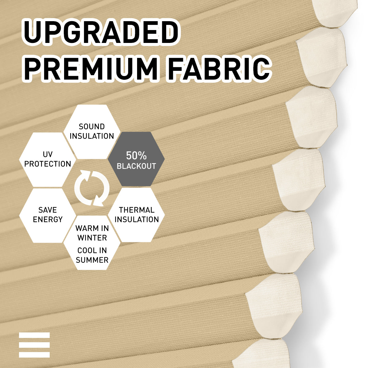 Berissa No Drill 1.5 Inch Fabric-wrapped Waterproof Cellular Blinds