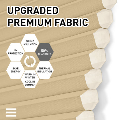 Berissa No Drill 1.5 Inch Fabric-wrapped Waterproof Cellular Blinds