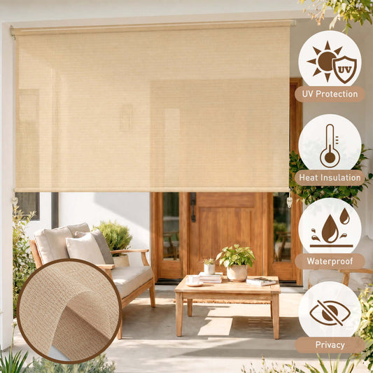 Berissa Custom Outdoor Cordless Patio Roller Shade