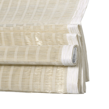 Berissa Light Filtering Imitation Bamboo No Drill Roman Shades folded for easy installation and light diffusion.