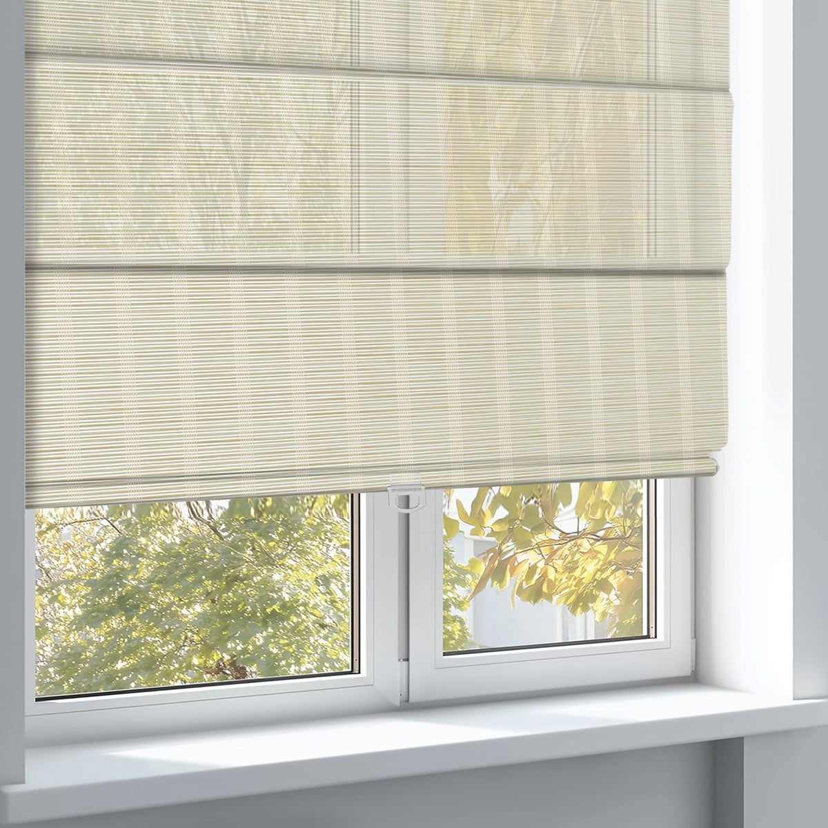 Berissa Natural Style Faux Bamboo Roman Shades: Bottom Rail View