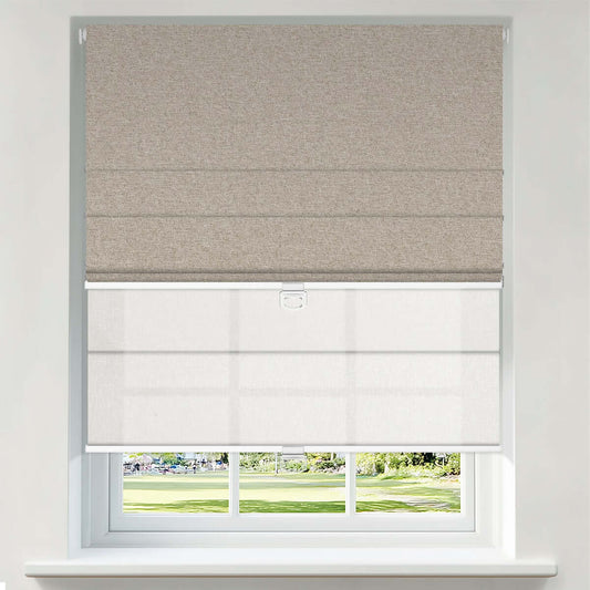 Berissa Day Night Soft Elegant Blackout Custom Color Roman Shades: Product Showcase Image