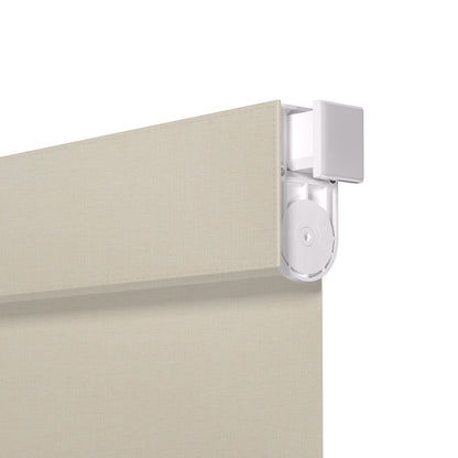 Berissa Integrated Valance Linen Texture Roller Shades showcasing the innovative integrated valance and clean design.