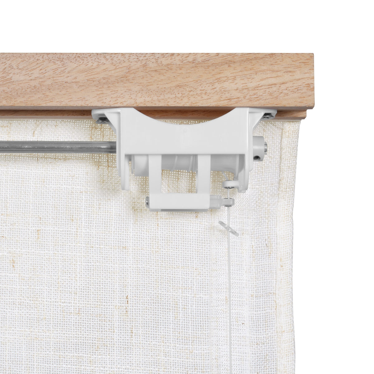 Berissa Soft Creamy Cotton Beige Textured Roman Shades: Headrail Detail 1