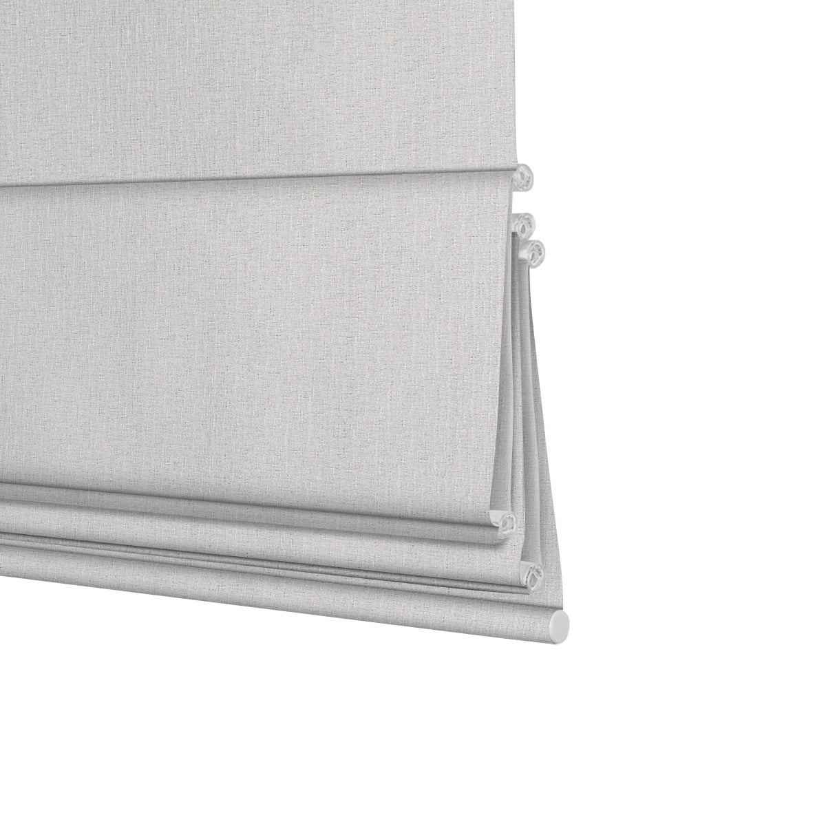 Berissa Custom Blackout Flat Fold Roman Top Down Bottom Up Shade Cordless in light gray fabric close-up.