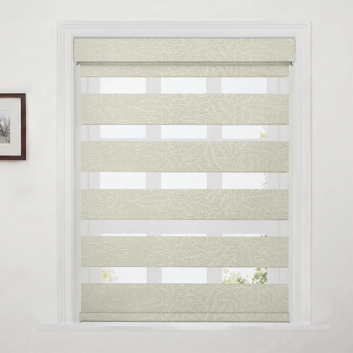 Berissa Custom No Drill Texture Day Night Blackout Zebra Blinds