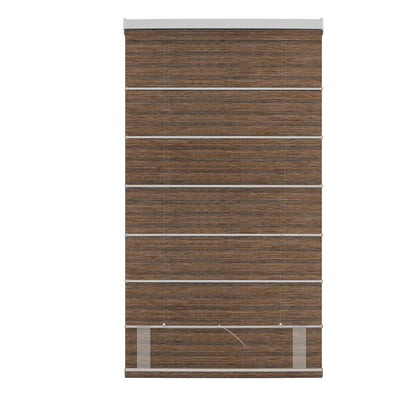 Berissa Woven Horizontal Texture Walnut Colored Roman Shade: Rear View