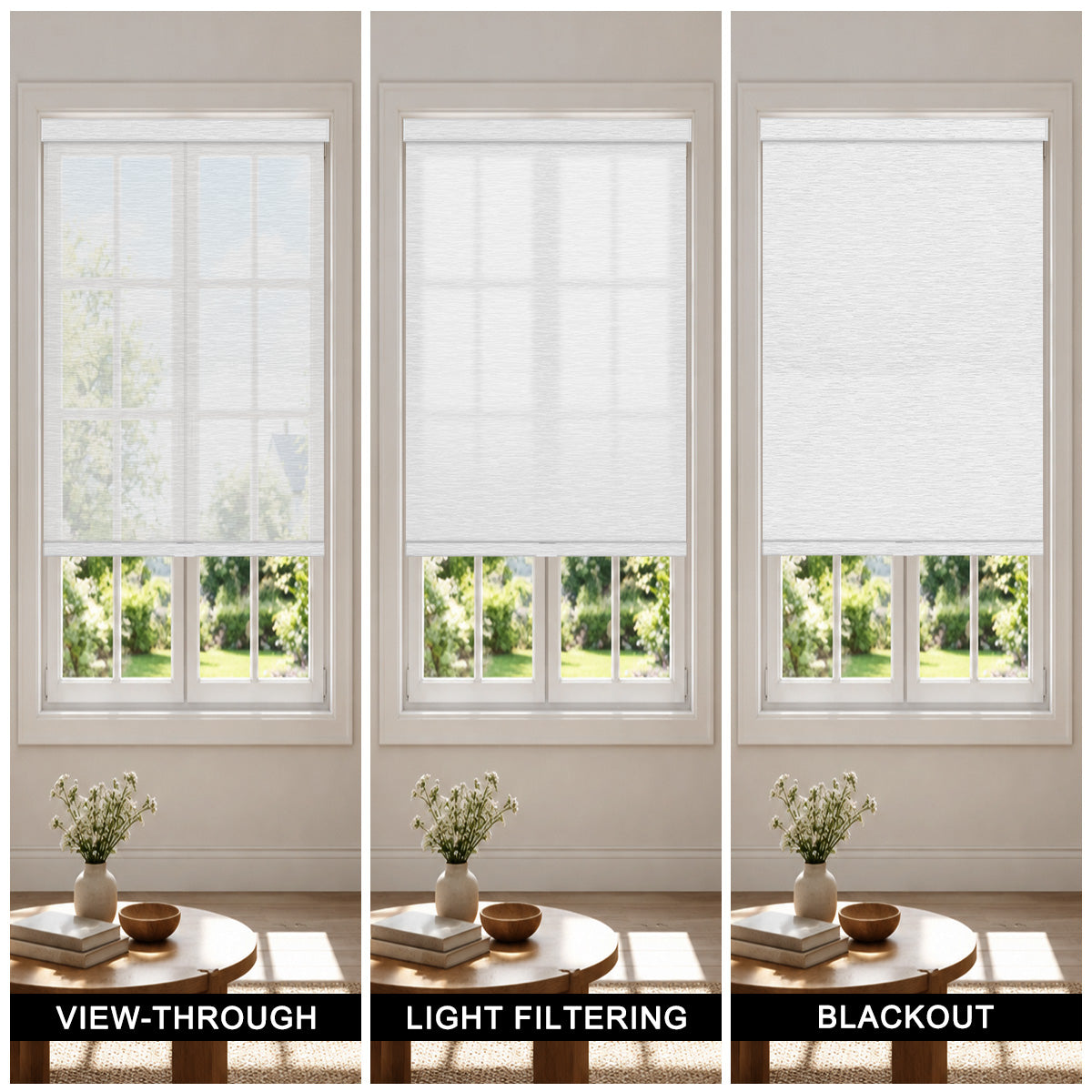 Berissa Cordless Roller Shades with Slim Square Cassette