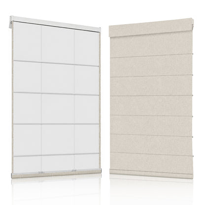 Berissa Ivory Lines Blackout Top Down Bottom Up Roman Shades