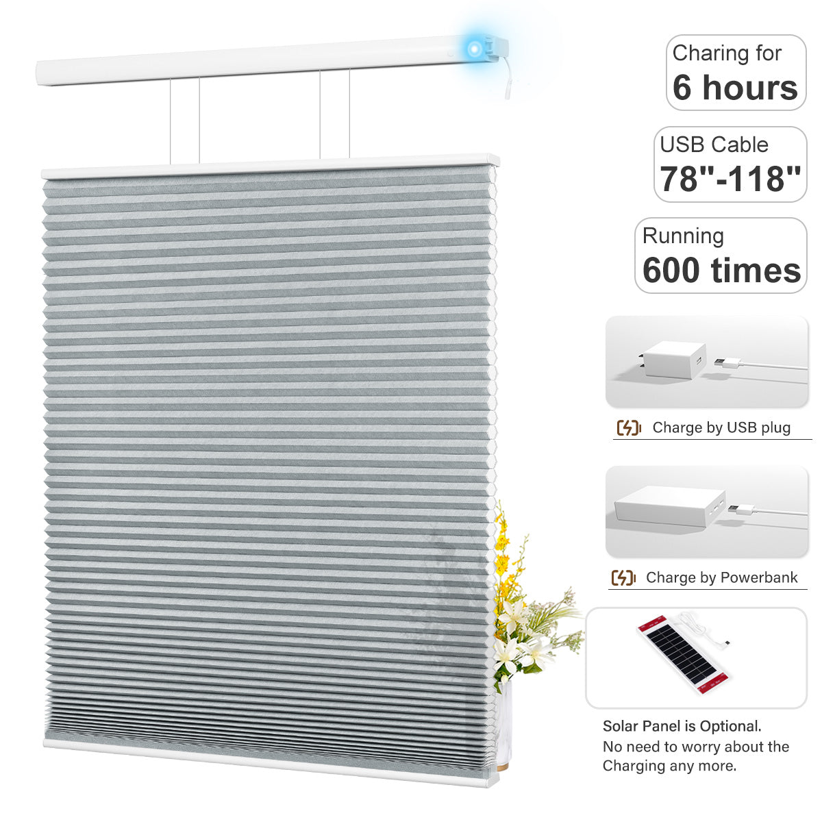 Berissa Custom No Drill Double Insulating Cellular Shades