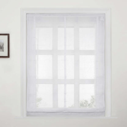 Berissa No Drill No Tool Soft Cotton Custom Relaxed Roman Shade elegantly filtering light in a cozy window.