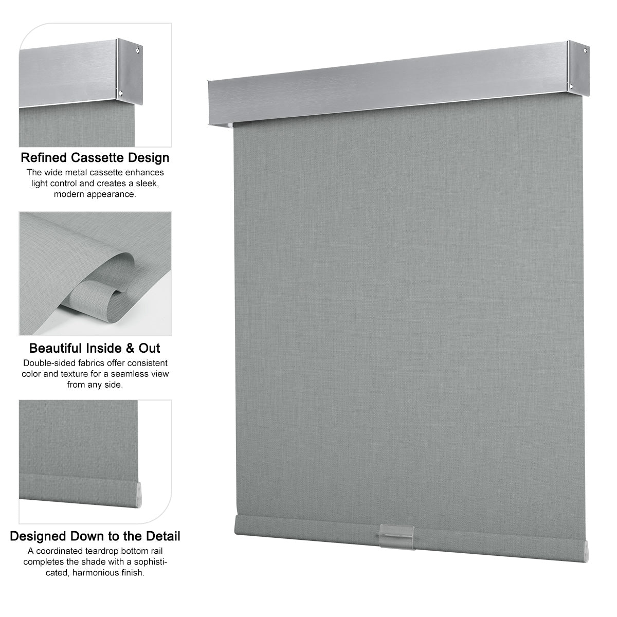 Berissa Blackout Wide Casing Free Stop Roller Shades