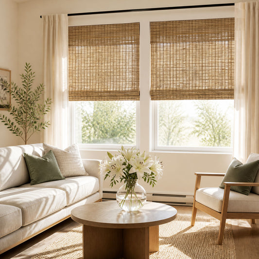 Berissa Natural Bamboo Ramie Woven No Drill No Tool Shades
