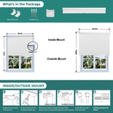 Berissa 1.5 Inch Heat Insulated Cellular Blinds installation guide showing inside and outside mount options.