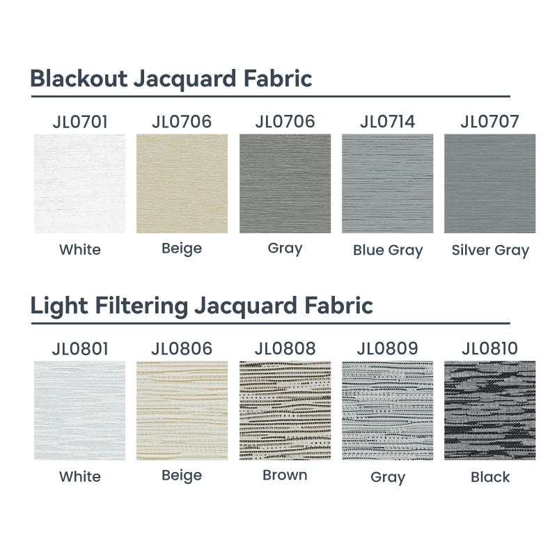 Various fabric swatches for Berissa Classic No Drill Perfect Fit Without Light Leakage Cordless Roller Shades.