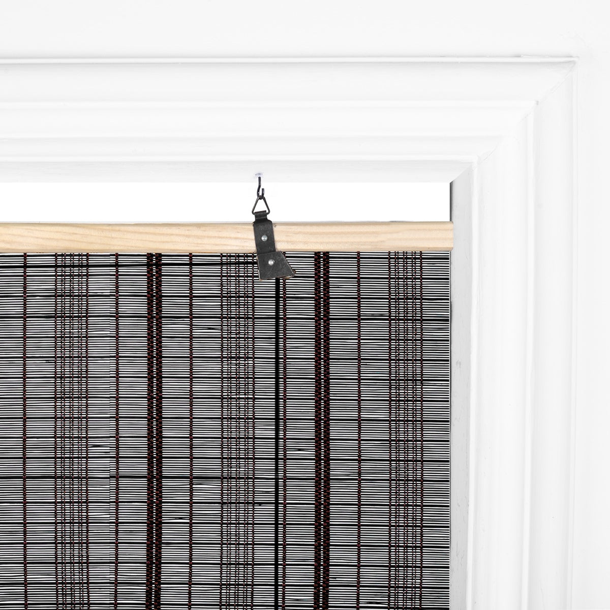 Berissa Custom Natural Outdoor Bamboo Roll Up Shades: Headrail Detail 
