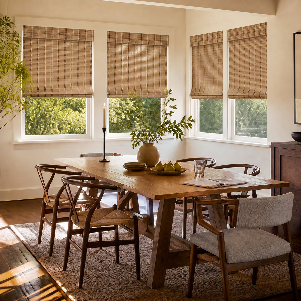 Berissa Cordless Warm Light Filtering Handcrafted Texture Bamboo Shades
