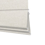 Berissa Linen-Inspired Blackout Fabric With Refined Straw-Tone Striping Roman Shades: Bottom Rail View
